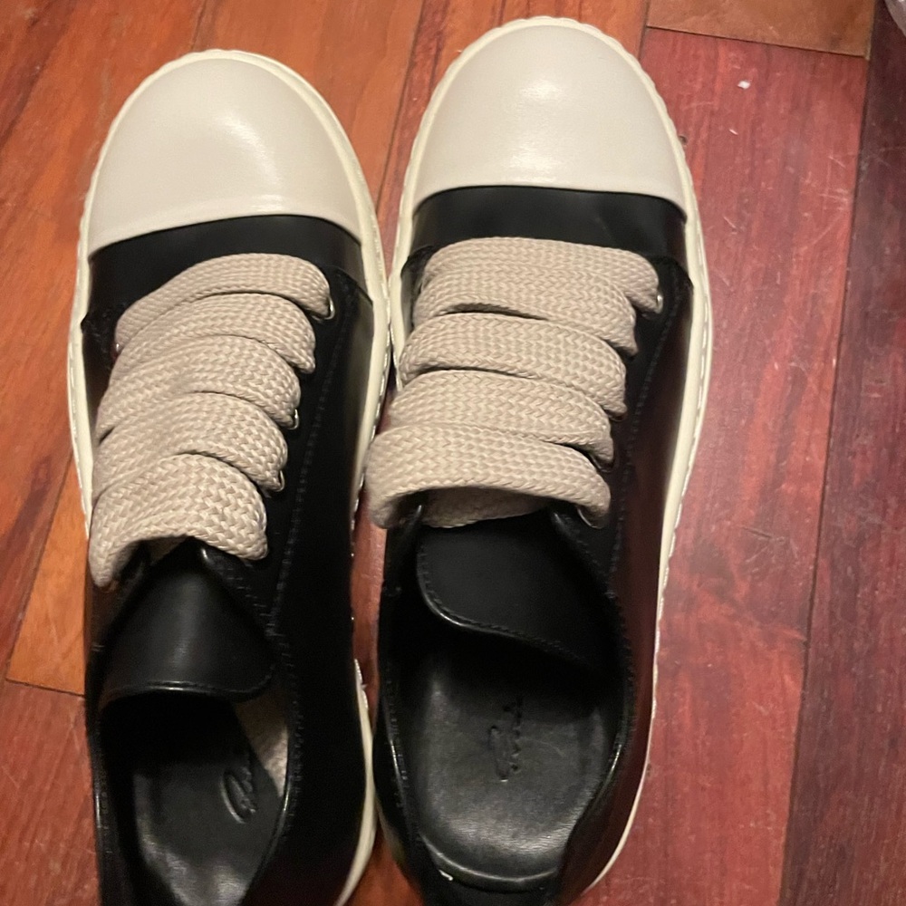 Rick Owens Black and Cream Sneakers